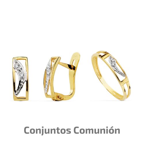 Conjunto pendientes y anillo comunión